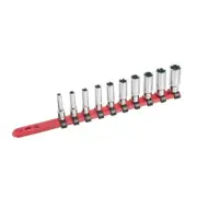 Deep Sockets 10pce Metric 1/4"dr with Socket rail Premium by BIKESERVICE