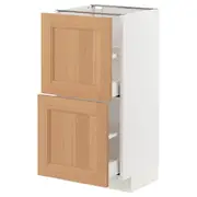 METOD / MAXIMERA base cabinet with 2 drawers, white/Vedhamn oak, 40x37x80 cm
