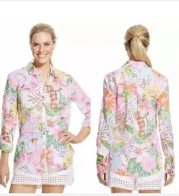 Lilly Pulitzer for Target Nosey Posey Floral Button Up Long Sleeve Shirt XS NWT!