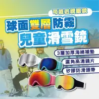 在飛比找momo購物網優惠-【TAS 極限運動】兒童 球面雙層滑雪鏡 可戴眼鏡(雪鏡 滑