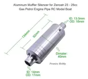 Aluminum Muffler Silencer for Zenoah 23 - 26cc Gas Petrol Engine Pipe RC Boat
