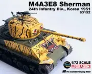 Dragon 1/72 U.S. M4A3E8 Sherman Tank 63152 24th Infantry Division Korean War