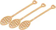 BRIGHTFUFU 3pcs Wooden Honey Dipper Reusable Stirring Spoons for Honey Syrup Jam Versatile Kitchen Utensils for Easy Mixing and Serving