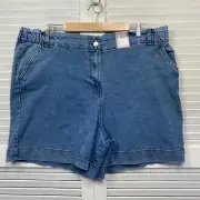 Millers Demin Shorts Womens 22 Plus Blue Straight Crop Length Pockets New