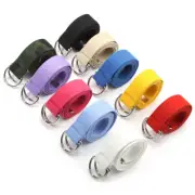 Men Women D-ring Canvas Web Belt Double D-Ring Buckle Waistband Casual Sport AU