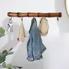 Hanging Coat Rack Bamboo Coat Hooks Storage Holder Coat Rack with 5 Hooks Bag