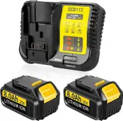 Compatible 2Pack 8.0AH 20V/18V DCB184 Replacement for Dewalt Battery + 4A Charger Compatible with Dewalt Battery and Charger DCB180 DCB181 DCB-182 ...