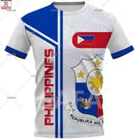 在飛比找蝦皮購物優惠-美國菲律賓骷髏國家徽章地圖國旗 3D 時尚全印花圓領 T 恤