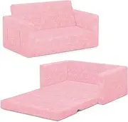 Delta Children Serta Perfect Sleeper Extra Wide Convertible Sofa to Lounger, Comfy 2-in-1 Flip Open Couch/Sleeper for Kids, Pink