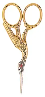 Red Ruby Crystal Stork Scissors 3.5" Gold-Plated