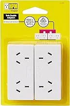 HPM D2/2WE Left and Right Extend 10A 2400W Double Adaptor 2-Pieces, White