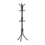Coat Rack with 12 Hooks Freestanding Coat Stand for Entryway Hallway Bedroom And Office Metal Coat Tree Holder for Coats Hats And Bags black