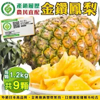 在飛比找Yahoo奇摩購物中心優惠-【果農直配】產銷履歷金鑽鳳梨9顆(每顆約1200g)