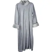 Natori Alpine Faux Fur Long Zip Kaftan L Soft Plush Robe Ash Gray Loungewear