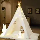 160cm Cotton Canvas Kids Teepee Tent Childrens Wigwam Indoor Play House White AU
