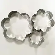 Stainless Steel Flower Cake Tin Set of 3 for Layer Cake Mould Mousse Ring Mould Ideal for Wedding Cake Mould and Dessert Mould (Flower)