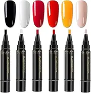 Polishey Nail Polish Pens | 6 Pack Nail Varnish Pens for Real Nails | No UV Nails Pen Polish Quick Drying and Easy to Use | Gel Nailpolish Pen for Women Grils