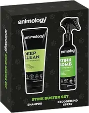Animology Stink Buster Set, Dog Grooming Gift Set with Deep Clean Shampoo and Stink Bomb Deodorising Spray