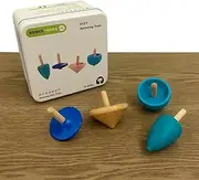 OPAL TOYS Wooden Spinning Tops Set - 4 Pcs Spin Tops Wooden Toy Set Game for Children - Early Educational Montessori Toys for Toddlers - Birthday Gifts for Kids with 4 Different Tops
