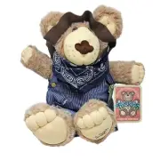 Deadstock Vintage Furskins Teddy Bear Plush 1983 Xavier Roberts 22" Overalls