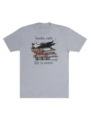 books. cats. life is sweet. unisex t-shirt Classic