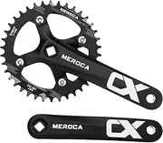 LIXADA Single Speed Square Taper Crankset MTB Mountain Bike Crankset 170mm 104 BCD Bicycle Crank Arm Set 32T/34T/36T/38T Narrow Wide Tooth Round Chainring Replacement for MTB Commuter Bike