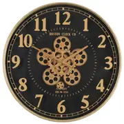 Boston Gold Round Moving Cogs Wall Clock Gold w Black