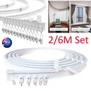 2/6m White Bendable Flexible Bay Window Curtain Track Rail Wall Ceiling Mount AU