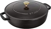[STAUB] Braiser 40506-542 Braiser Saute Pan, Black, 10.2 inches (26 cm), Large, Both Hands, Enameled Casting, Enameled Pot, Sukiyaki, Induction Compatible