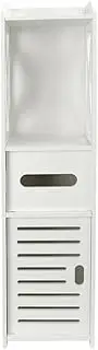 Small Bathroom Storage Corner Floor Cabinet Organiser Laundry Cupboard Toilet Vanity with Doors and Shelves White