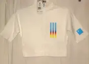NWT's ADIDAS Sportstyle Mission Victory Cropped SHIRT Zip TOP SHIRT WHITE size M