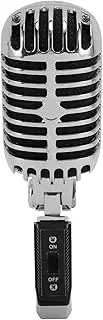 Vintage Dynamic Microphone, Microphone for Singing, Self Tensioning Swivel Rack, Classic Retro Dynamic Vocal Mic for Stage Performances, Recording Studios,Etc (Silver)