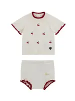 GUESS White Baby Girl Cherry Knit Top and Short Set Size: 12M, Cotton