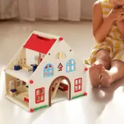 Wooden Doll House Pretend Toy Easy to Assemble Educational Toy Villa Model Doll