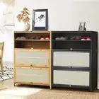 Oikiture Shoe Storage Cabinet Shoes Rack Organiser Shelf 3 Flip-up Door 30 Pairs
