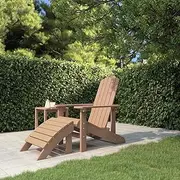 Garden Chair Garden Adirondack Chair with Footstool HDPE Brown Patio Seating