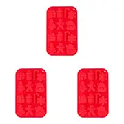 3x Annabel Trends Festive Christmas Mould Kitchen Ice Cube Tray 20x13cm Red