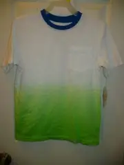 Wonder Nation Boys T Shirt Size Medium (8) Dip Dye White & Green Ringer Tee