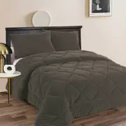 Ramesses Teddy Fleece 3 Pcs Comforter Set Charcoal