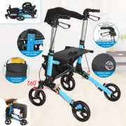 Folding Rollator Walker for Seniors Aluminum Rolling Walker 4 Wheels Seat