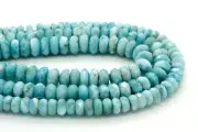 Genuine Larimar, Natural Larimar Faceted Rondelle Natural Gemstone Loose Beads