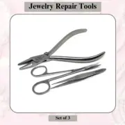 3 Pcs DIY Tweezers Scissors Pliers Stainless Steel Jewelry Wire Looping Twisting