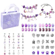 Catzon 63 Pcs Charm Bracelet Making Kit with Delicate Gift Box for Girls-Purple