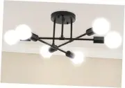 Modern Sputnik Chandelier, 6-Light Ceiling Light, Flush Mount Black (no bulbs)