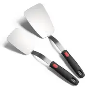 Stainless Steel Flexible Spatula Solid Turner, Thin Metal Spatula for Cast Ir...