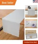 Fringe Light Grey Linen Table Runner - Easy Care & Modern Elegance 14x108