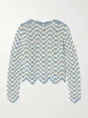 [ESCVDO] ESCVDO - Cayo Cropped Crocheted Cotton Top - Light blue - small small Blue