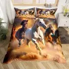 Horse Bedding King Size Galloping Horse Comforter Cover for Boys Girls, Farm