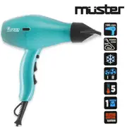 MUSTER COMPACT HAIRDRYER "#2300 COLOR" TIFFANY BLUE