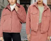 Topshop Borg Sherpa Lined Corduroy Jacket Made in Turkey Sz 8 NWT Reads ($125)